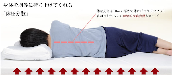 仰向けでも横向きでも理想的な寝姿勢をキープ